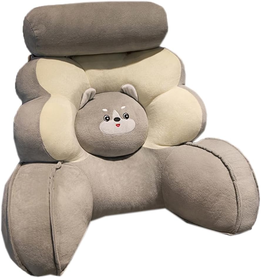 Soft Cute Bed Backrest Pillow Sofa Reading Lumbar Back Cushion Office Chair Waist Pillow with Small Bolster Pillow (Pink, 65×55cm/25.59"×21.65")