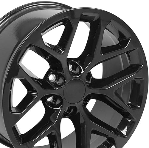 Miniatura 5 de OE Wheels LLC Llanta de 20 pulgadas para Silverado Tahoe Sierra Yukon Escalade Snowflake Wheel CV98B Negro 20x9 Llanta Hollander 5668