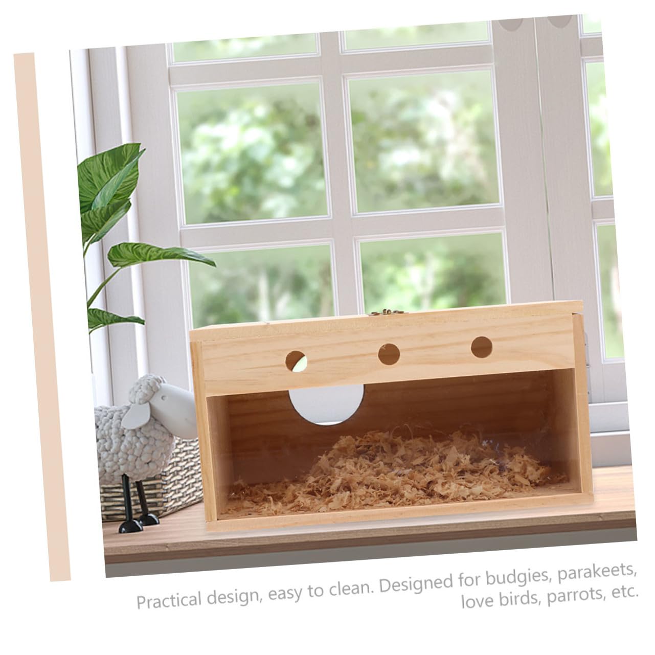 DOITOOL Caja Nido para Cría de Aves de Madera Beige para Pájaros Lugar Cálido y Seguro Accesorio Adecuado para Jaulas en Hogar y Jardín
