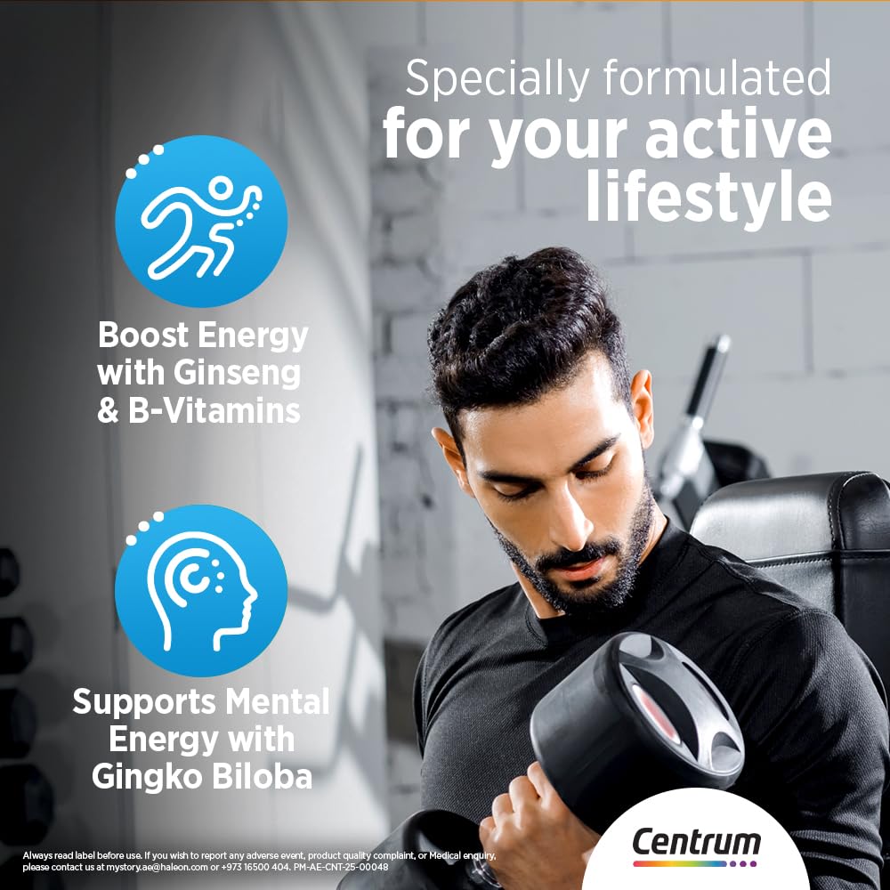 Centrum Men Multivitamin 100 Tablets - Complete Daily Vitamins & Minerals Tailored for Men with Nutrients to Support Energy, Muscle Function and Immunity - 100-Day Value Supply