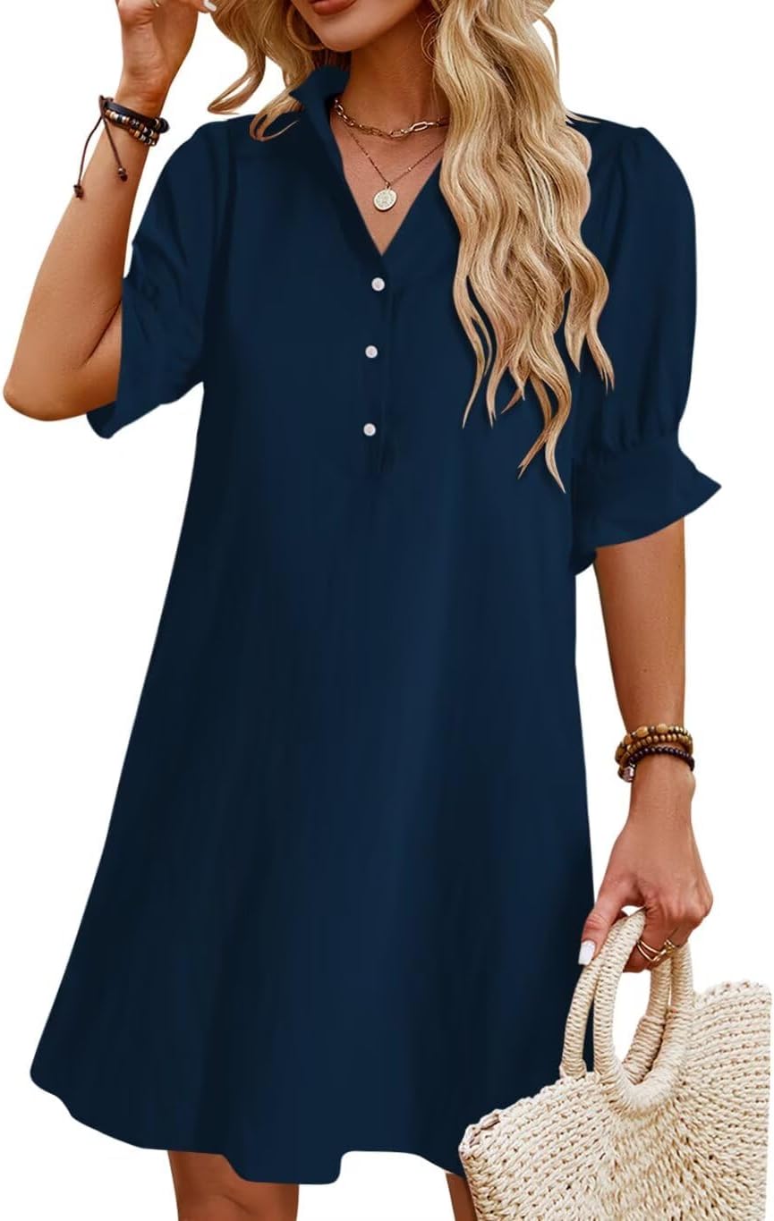 Short casual shirt dress in a mini length