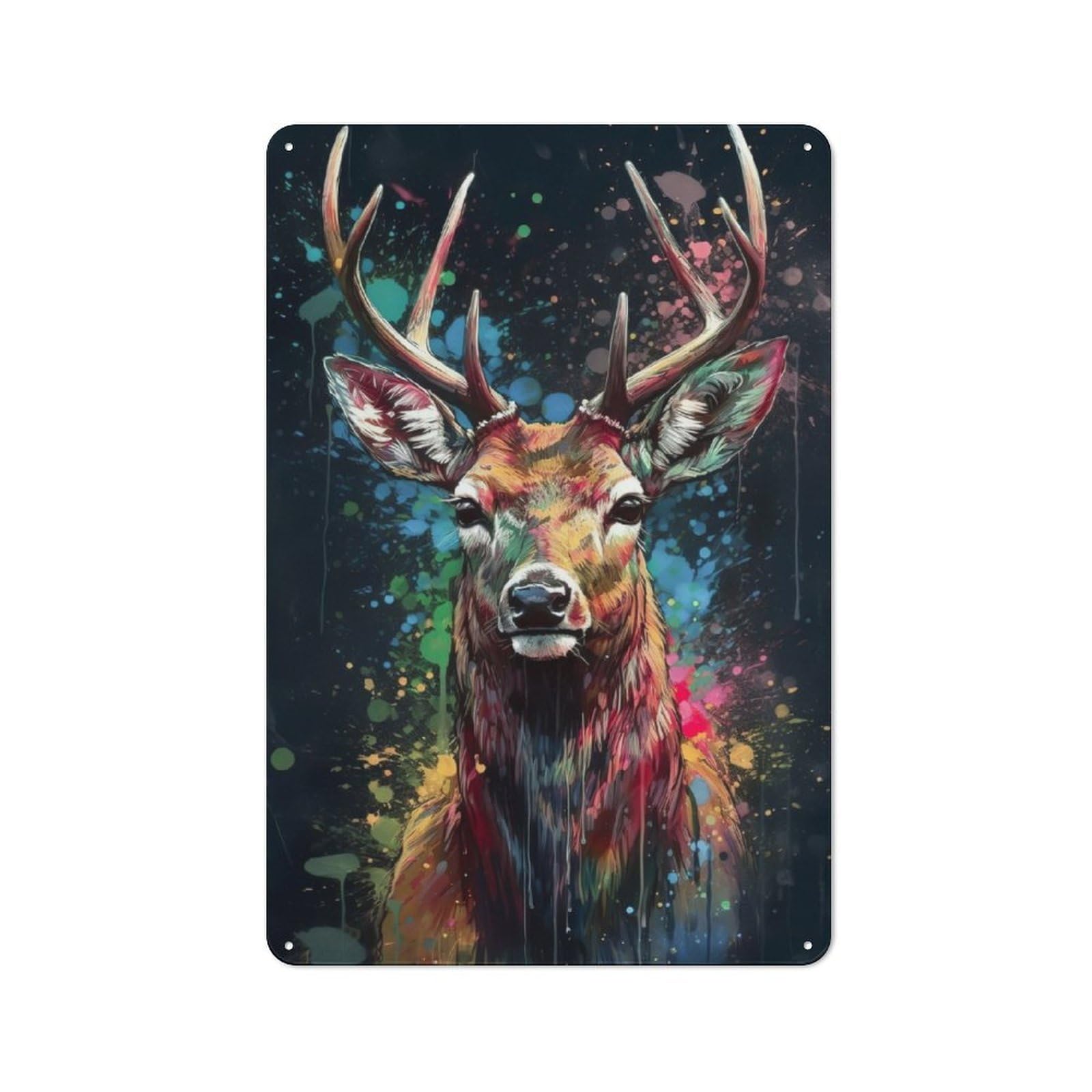 Junmoney Deer Painting Vintage Tin Sign 30X20cm With For Man Cave Or Games Room, Suited To Wall Displays In Games Rooms And Man Caves