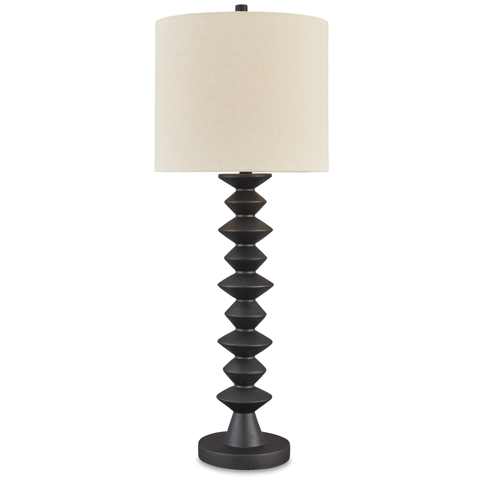 Signature Design by Ashley Luanndon Modern Polyresin Buffet Lamp with 3-Way Switch Black Beige
