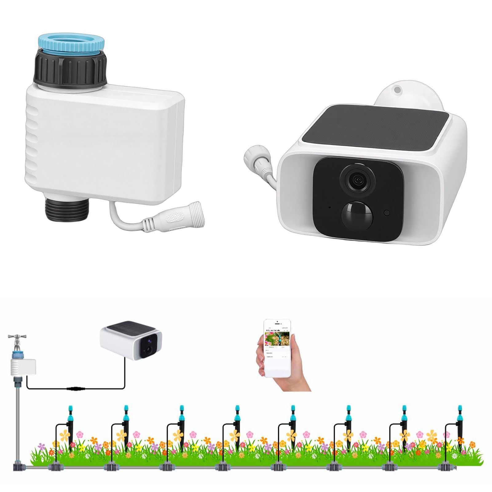 SIXRUN AI Voice Visualized 4G Solar Smart Controller, Remote Control with HD Camera for Irrigation Potted Plants Garden Farm AI Głos Wizualizowany 4G Słoneczny Inteligentny