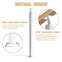 Vista 11 de 42/40/38/36/34in Square Stair Baluster Posts- 270° Adjustable Metal Railing Spindles with Flat Bracket Base and Screws Kits; Iron Posts are Suitable