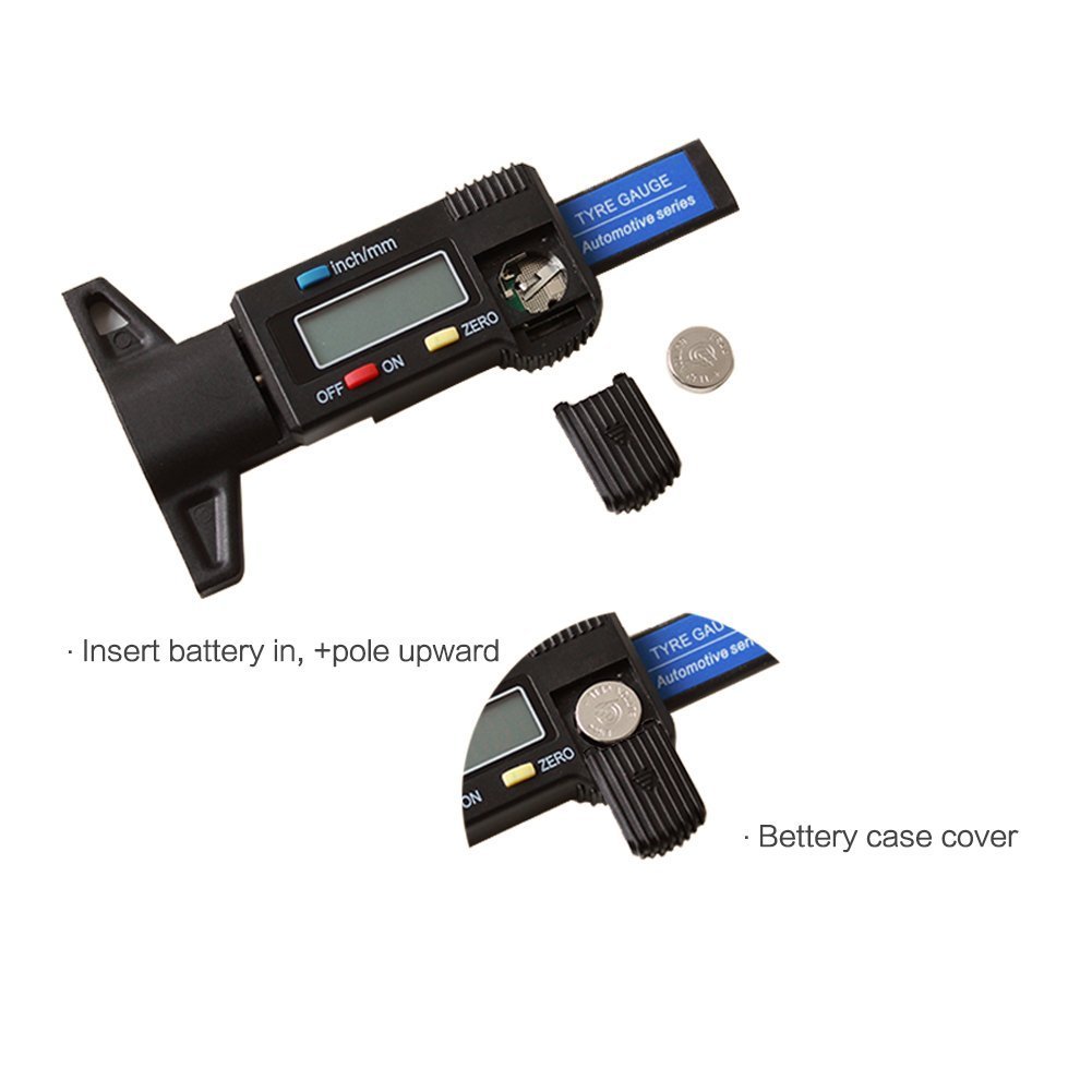 Royaltec, misuratore pneumatico digitale, con schermo LCD, gamma da 0 a 25,4 mm. Misurartore battistrada, pneumatico, tester per automobili, furgoni, camion e moto (batterie incluse)