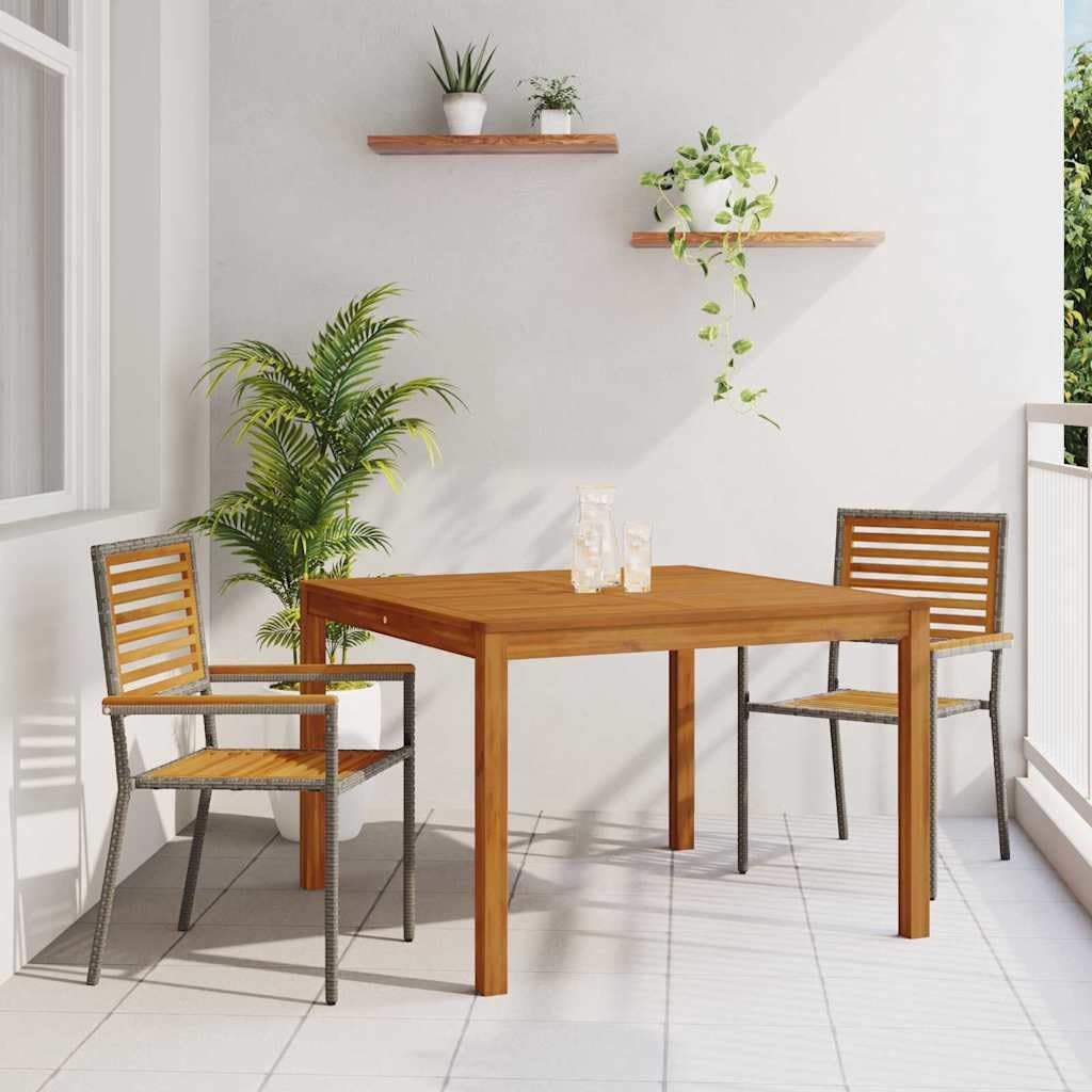 Salon de jardin polyrotin gris empilable terrasse balcon moderne 3pcs