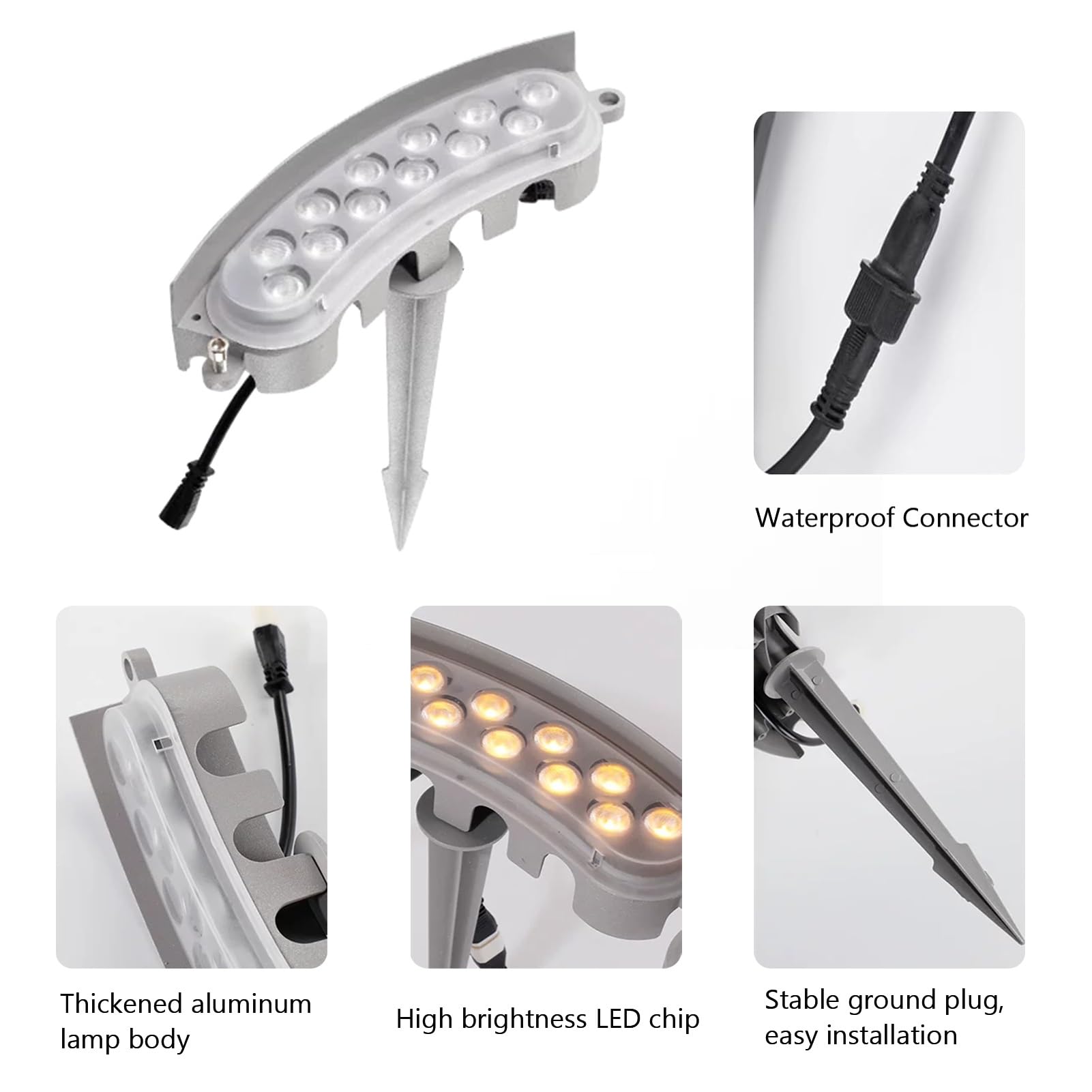 Generisch Lampa ogrodowa LED, 60-96 W, do użytku na zewnątrz – 24 V niskonapięciowy reflektor ogrodowy, IP65, wodoszczelne oświetlenie palm do ogrodów, dziedzińców i trawników (zestaw 7 szt.)