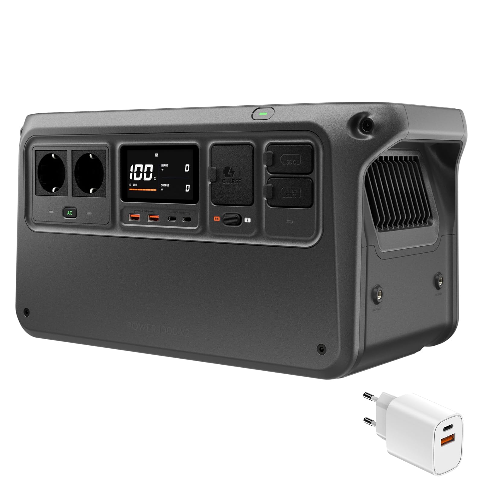 DJI Power 1000 V2 Power Station portatile 1024Wh, 2600 W Power Station Solare, batteria LiFePO4, ricarica rapida in 37 minuti dallo 0% all'80%, generatore elettrico per campeggio (spina inclusa)