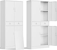 Vista 18 de BESFUR Gabinete de almacenamiento de metal, gabinete de almacenamiento de 71 pulgadas de alto con 5 estantes ajustables, gabinetes de metal