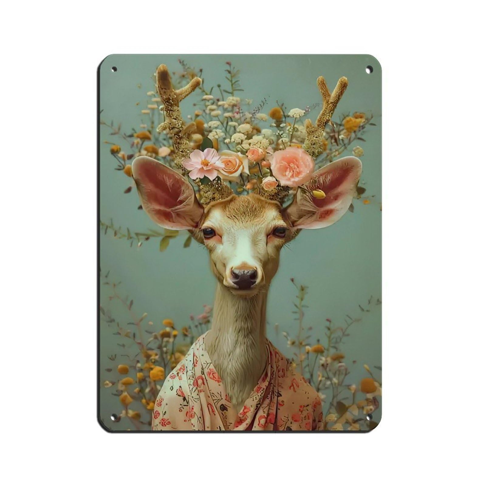 Matisse Maximalist Floral Deer Painting Poster Tin Sign Vintage Metal Pub Club Cafe Bar Home Wall Art Decoration Poster Retro 12x16inch(30x40cm)