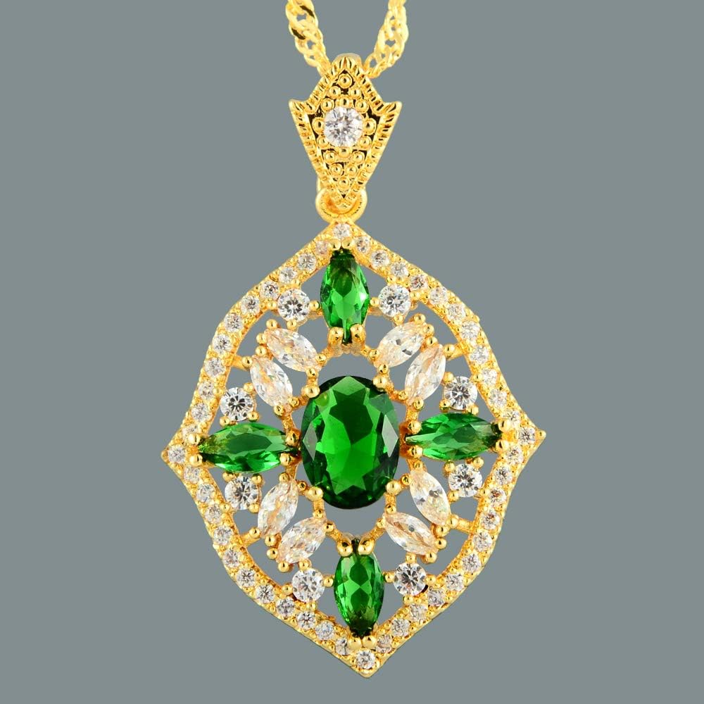 RIZILIA Oval CubicZirconia 18K Yellow Gold Plated Slide Pendant Necklace Curb Chain - Image 3