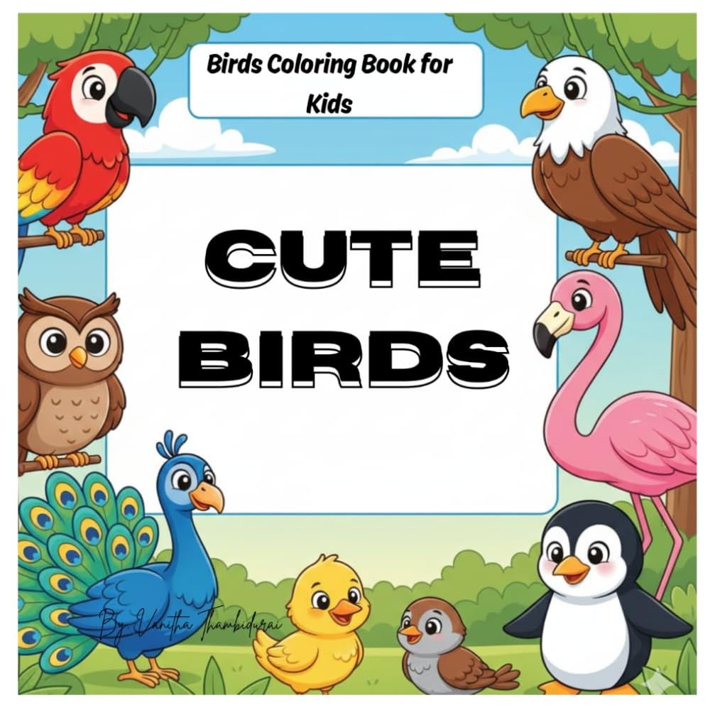 Cute Birds Coloring Book: Birds Coloring Book for Kid’s`