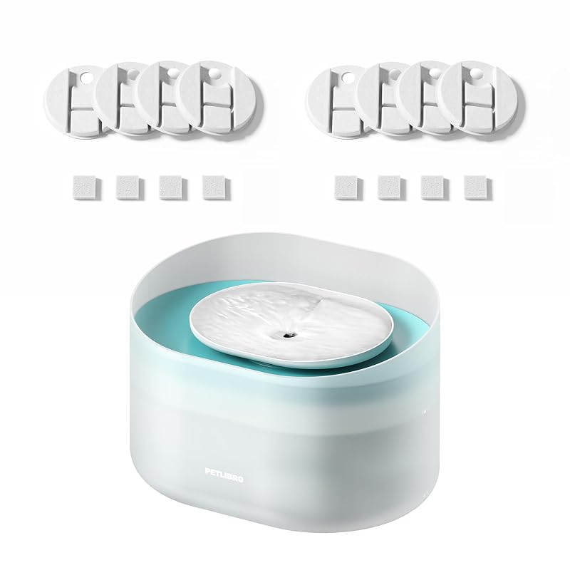 Fonte para cães PETLIBRO Capsule com fluxo em redemoinho, sistema antirrespingo e filtros PLWF008, 7,95 L, conjunto com 8 filtros