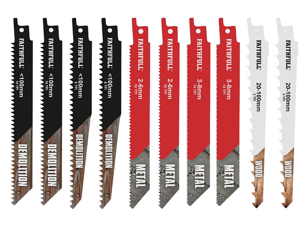 Faithfull Sabre Saw Blade Set, 10 Piece