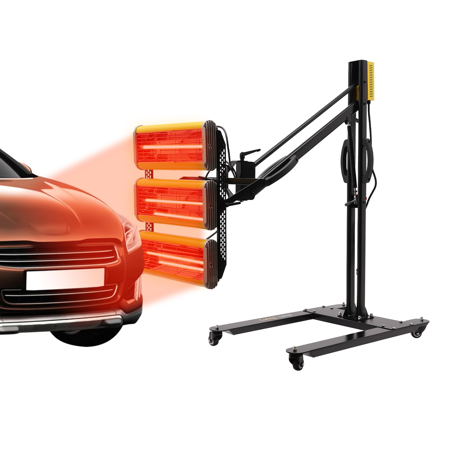 SanyingYZ Infrared Curing Lamp, 3900W 1-60 min Timing, 3 Lamp Infrared Paint Baking Lamp with Bracket, 4.59 ft Baking Area Spray Baking Booth Heaters, Paint Dryer for On-Site Repair