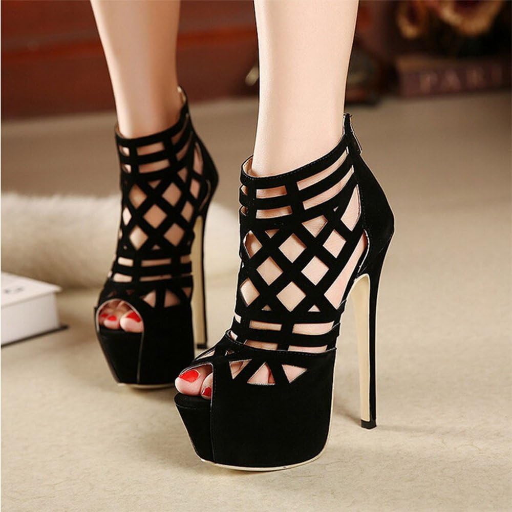 Fashion Week stunning 16CM super beautiful high-heeled sandals Thin Heels sexy Cut-Outs women shoes (6)