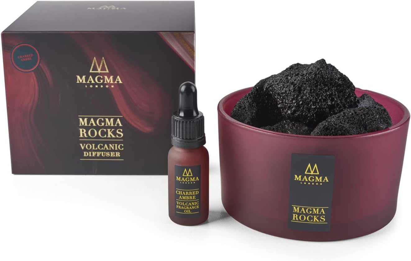 Magma London - Volcanic Rock Diffuser - Charred Amber - Exotic Fragrance with Blend of Rich and Powdery Amber with Patchouli and Sandalwood - Home and Office Decor