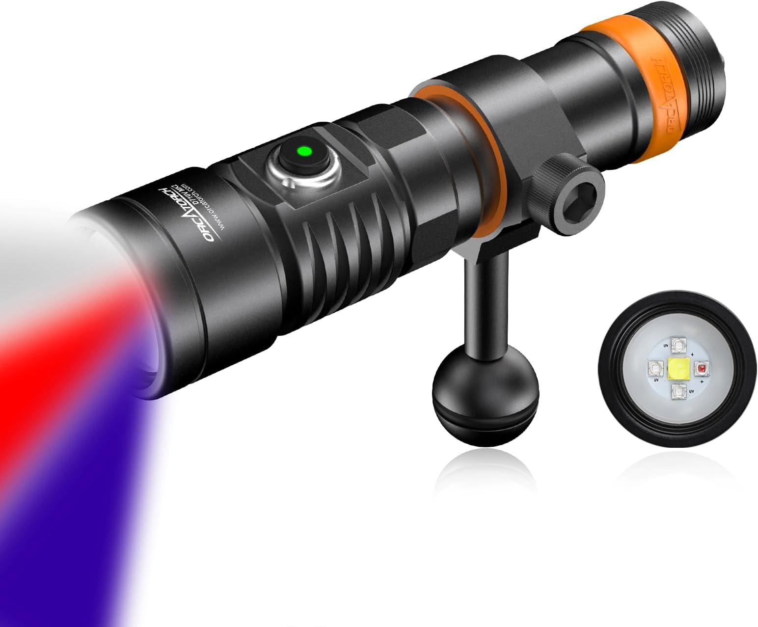 D710V MK2 2300 Lumens Upgraded Underwater Video Light, White Red Violet Tri-Color, 120-Degree Wide Beam Scuba Flashlight for Dive Photography Fill Light and Fluorescent Night Diving