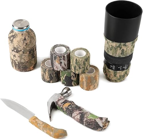 Miniatura 6 de Yoo & Main Cinta de camuflaje de 12 rollos de cinta autoadhesiva cohesiva para rifle, escopeta de camuflaje, cinta de envoltura de camuflaje militar
