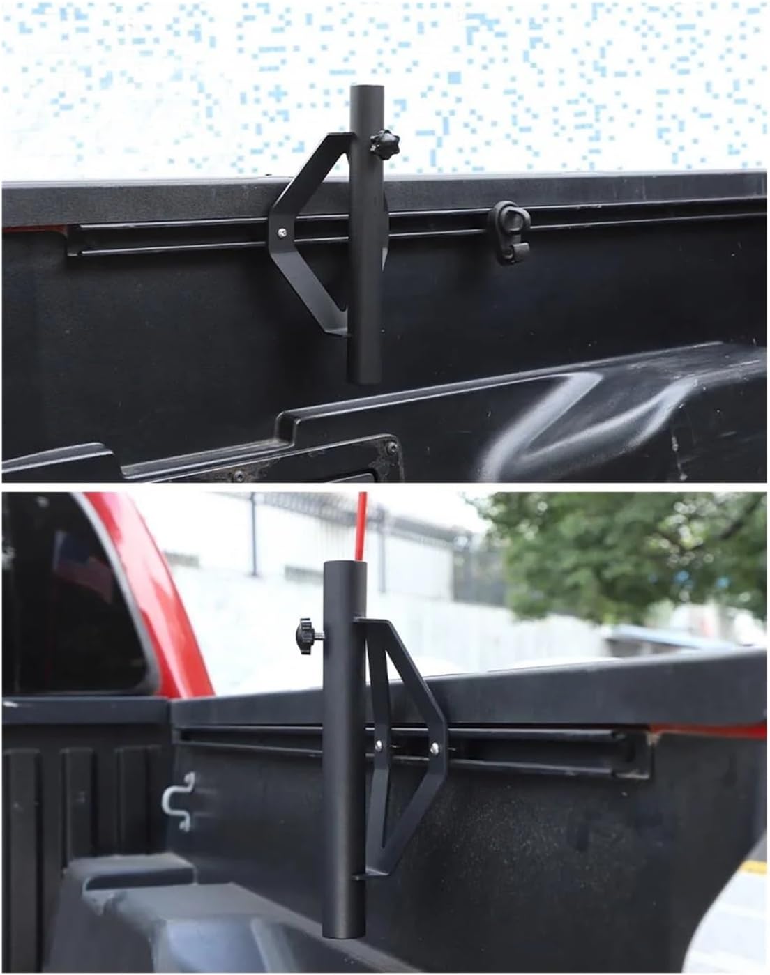 Off Road Carbon Steel Rear Bed Rail Flag Pole Bracket Mounted Holder Compatible for Toyota Tacoma Pickup 2016-2022 Car Accessories