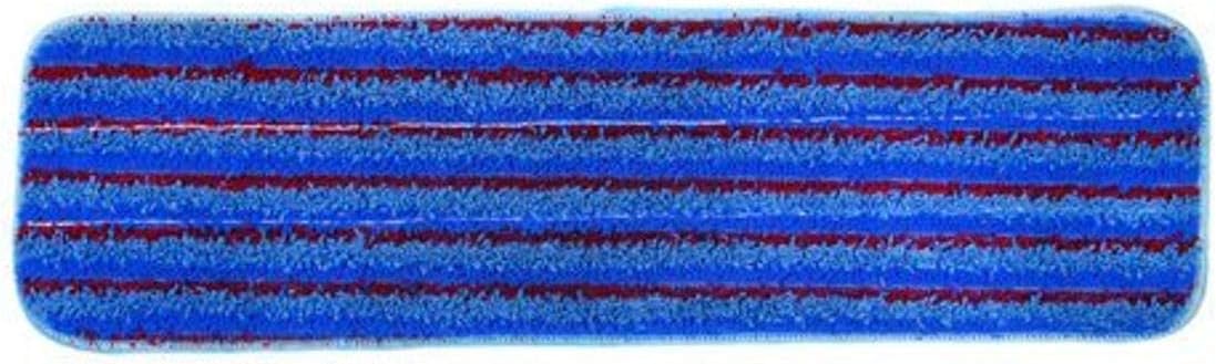 2504-MFFP-18BS-DZ Microfiber Flat Mop, 18", Blue with Scrubber Strips, Velcro Back (Pack of 12)