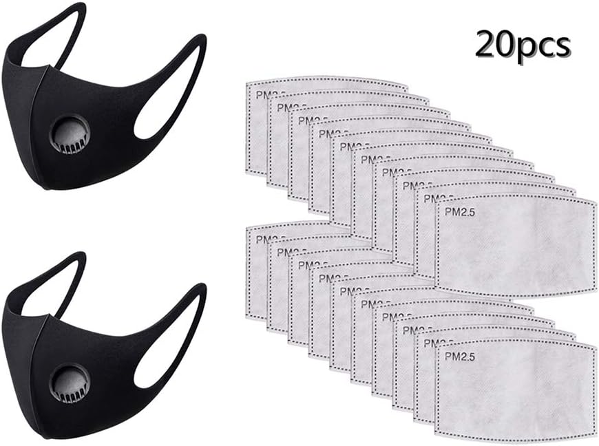 2Pcs Anti Du Face Mou Cover Particulate Filter Unisex Cotton Mou Mask Wi Filter Washable Reusable Breaable Face Cove