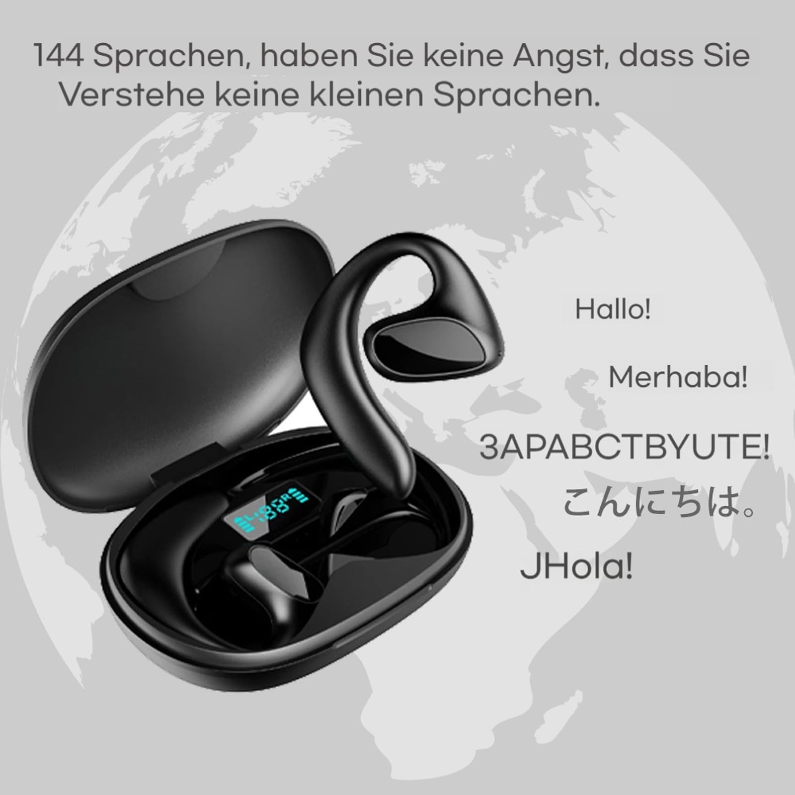 Talkbuds üBersetzer, Qinux Talkbuds üBersetzer KopfhöRer, Ai Voice Translator Headphones, UnterstüTzt 144 Sprachen, Real Time Wireless Bluetooth Translator füR Reisen Business Studium (2pcs)
