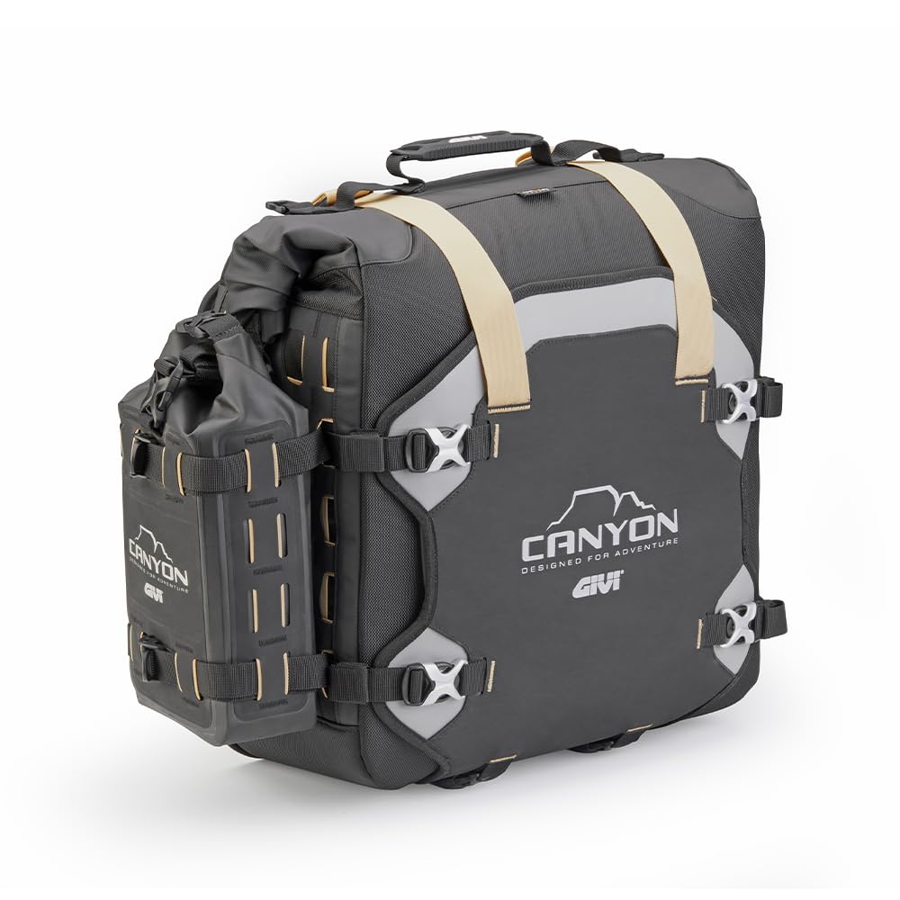 GIVI GRT709B Canyon, Coppia di Borse Laterali Moto Waterproof con Sistema di Fissaggio Unifit, 35+35 Litri