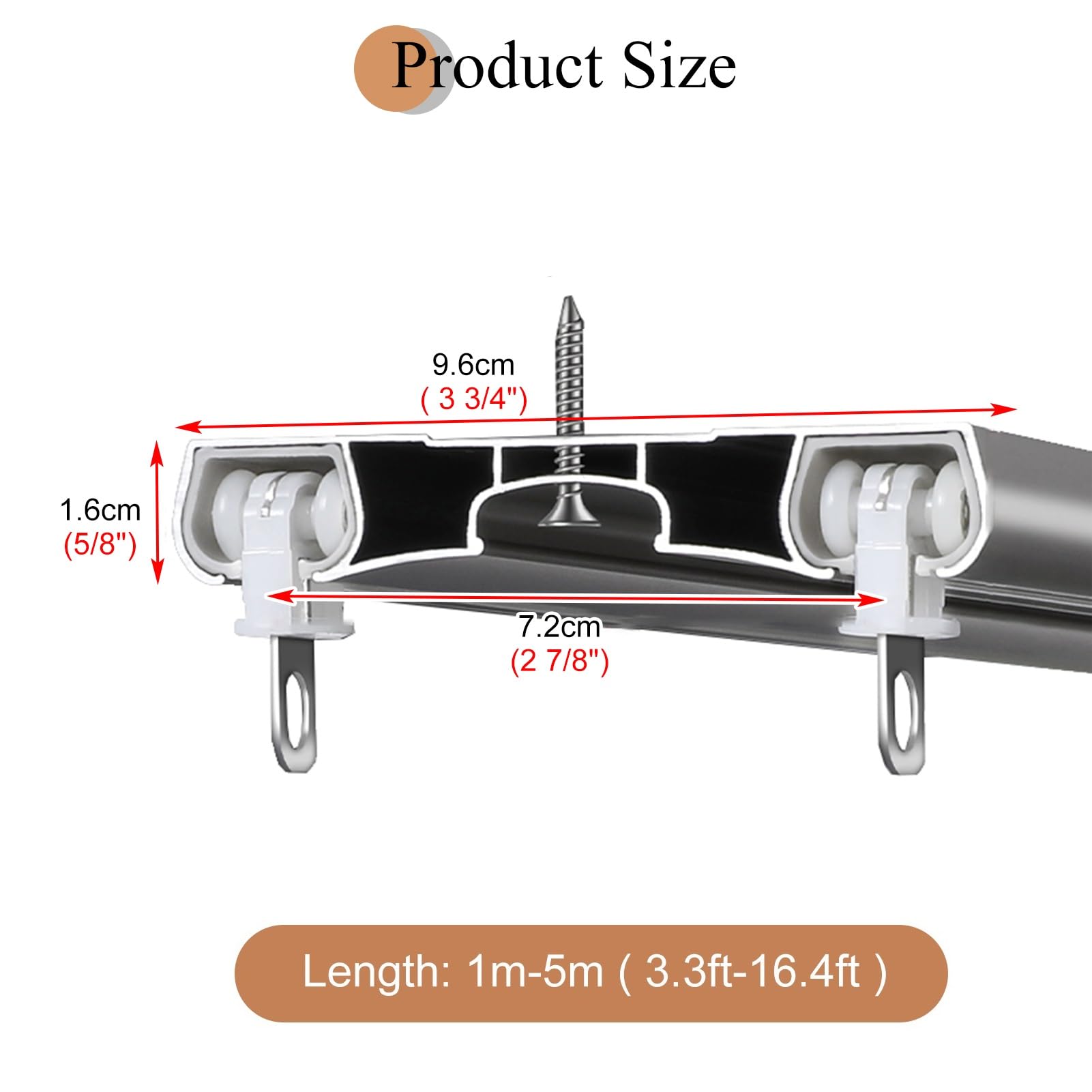 Adjuble 9,5 cm breites Doppelschienen-Set, Deckenhalterung für Stoff und durchscheinende Ains, perfekt für Verdunkelungsgrau, 3,5 m / 11.5ft Länge