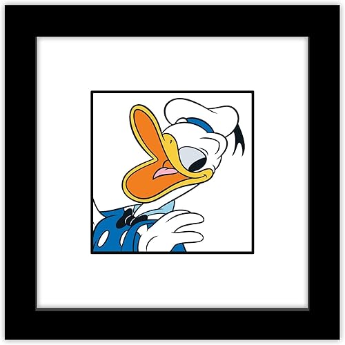 Trends International Gallery Pops Disney Mickey and Friends - Arte de pared de Donald Duck Expressions Laughing, versión enmarcada negra, 12 x 12