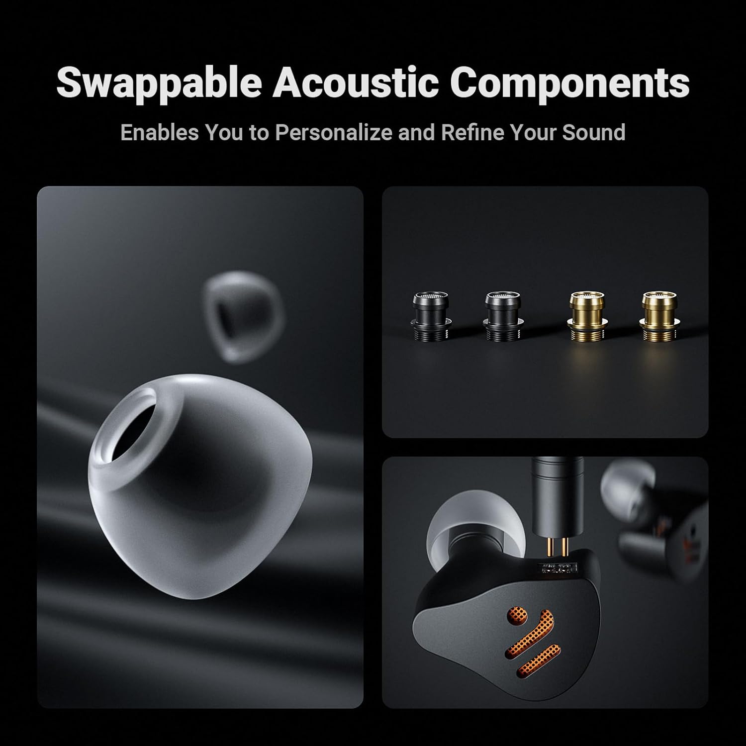 Fosi Audio IM4 Open-Back IEM Earphones, in Ear Monitor Wired Earbuds, 10mm Single Dynamic Driver, IEMs for Audiophiles, Gaming and Studio, 3.5mm 2-Pin 0.78mm Detachable Cables, N52 Dual Magnets