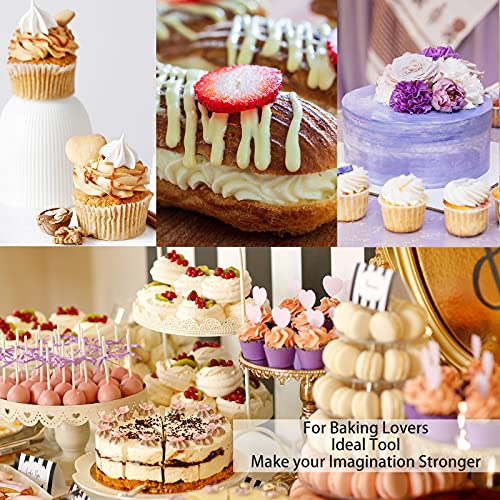 Piping Bags And Tips Cake Decorating Kits Supplies,With Stainless Steel Baking Supplies Icing Tips, 1 Reusable Silicone Pastry Bags, 2 Couplers For Baking Decorating Cake (6) #TOP6