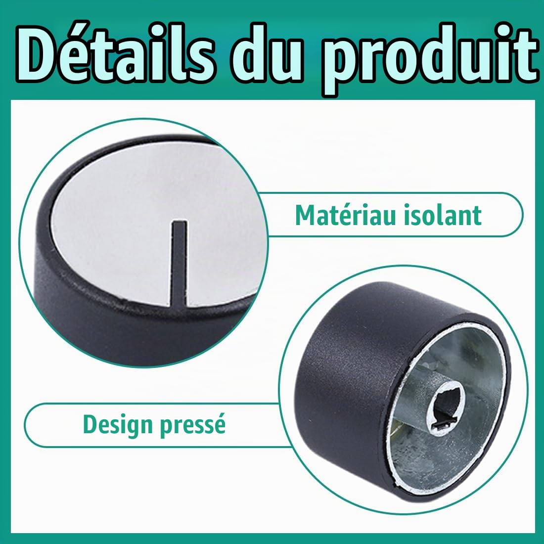 Pièces et accessoires pour tables de cuisson, 4 boutons de four, boutons de plaque de cuisson de 6 mm, boutons de commande universels pour plaques de cuisson à gaz (noir)