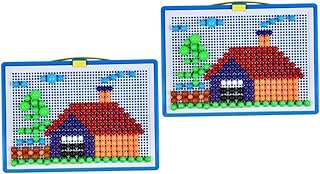 Toyvian 2 Conjuntos De Quebra-Cabeça Infantil De Plástico Pegboard Cogumelo Prego Quebra-Cabeça Pegboard Quebra-Cabeça Mosaico Pegboard Quebra-Cabeça Crianças Pegboard Brinquedo Criança