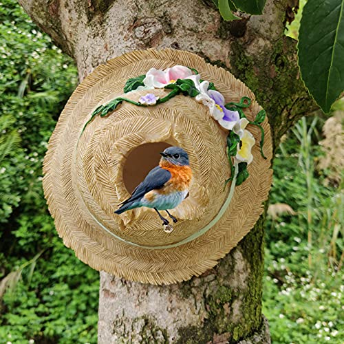 OSJETLJIV 7 Inches Little Flower Hat House Outdoor, Waterproof Birdhouses for Outdoors Hanging, Cute Hanging Birdhouse, Garden Patio Decoration