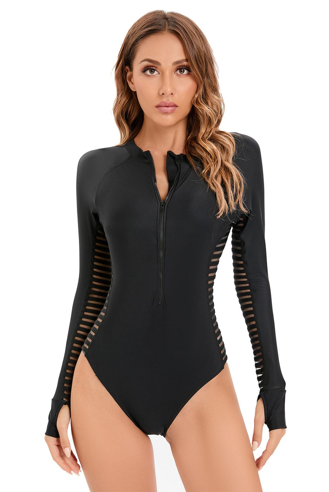 Donna Rash Guard Un Pezzo Rash Guard Sexy Costumi da Bagno Surfing Tute per Le Donne a Maniche Lunghe