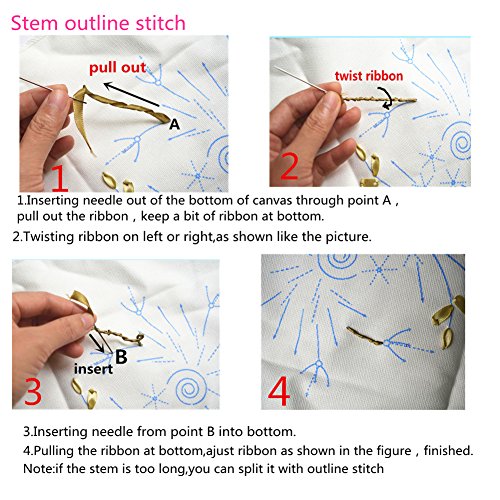 Ribbon Embroidery Spring Flower Blooming Kit 3D Painting Diy Wall Decor Stamp Needle Work With Hoop (No Frame) X5002A #TOP5