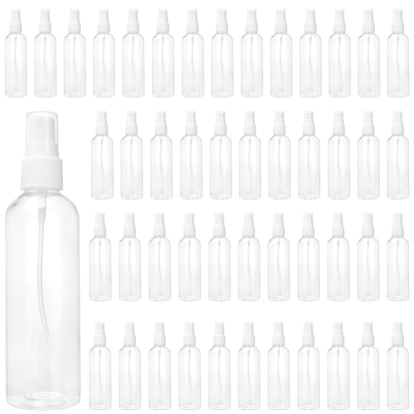 KEILEOHO Lot de 50 flacons spray vides 120 ml - Bouteilles spray vides transparentes en PET - Pour échantillons, maquillage, voyages, produits ménagers