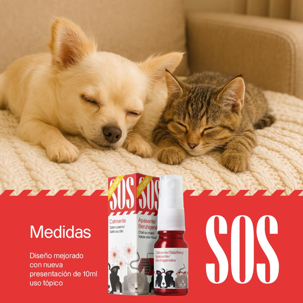 SOS Spray 10ml VOTUM - Tranquilizante para Perros y Gatos, Uso Diario Calmante Perros Vegano Antiestrés Tranquilizante para Gatos Natural Anti Estrés Perro y Calmante Gatos