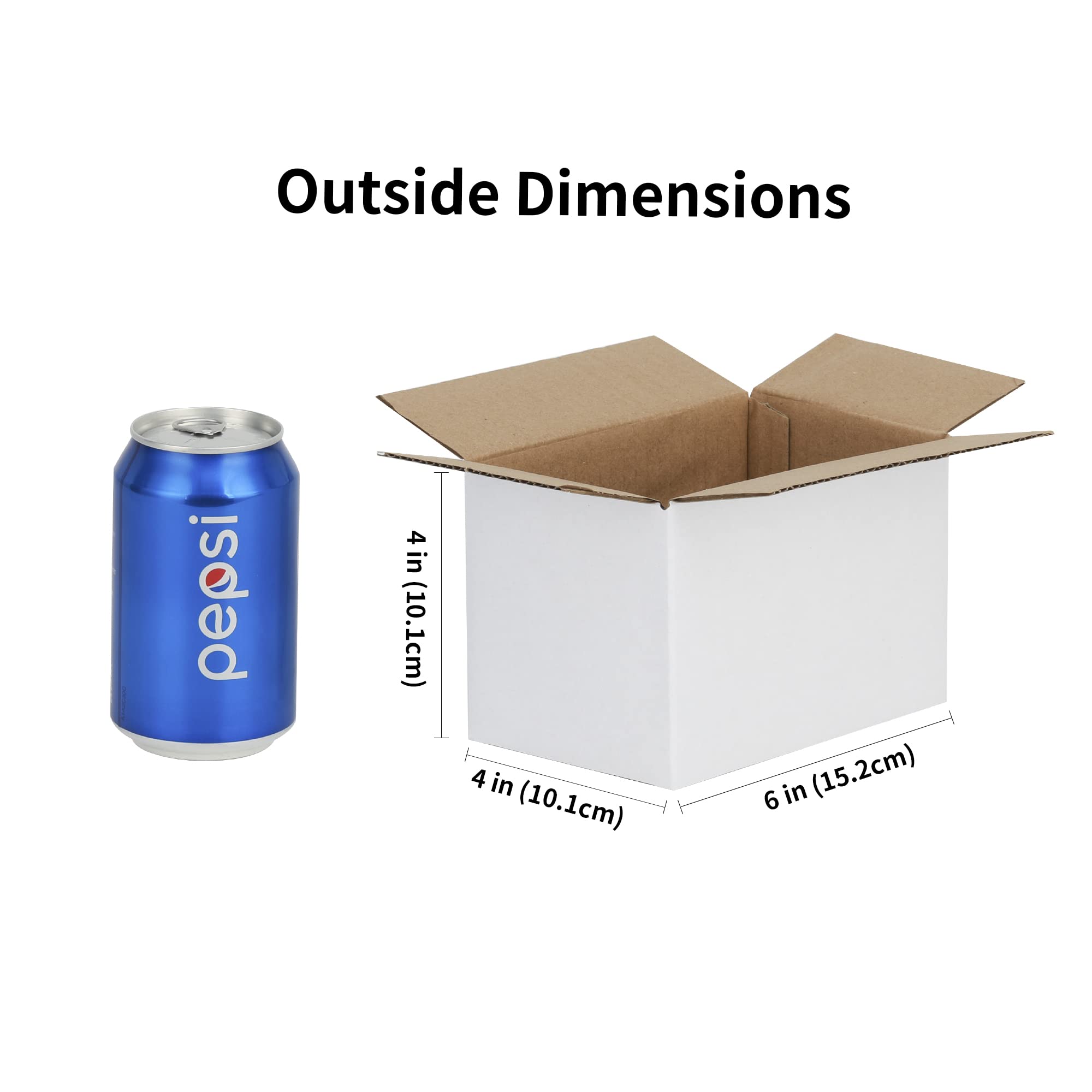 Cajas de envío 6x4x4, paquete de 50, cajas de cartón corrugado Kraft pequeñas para embalaje de correo, blanco