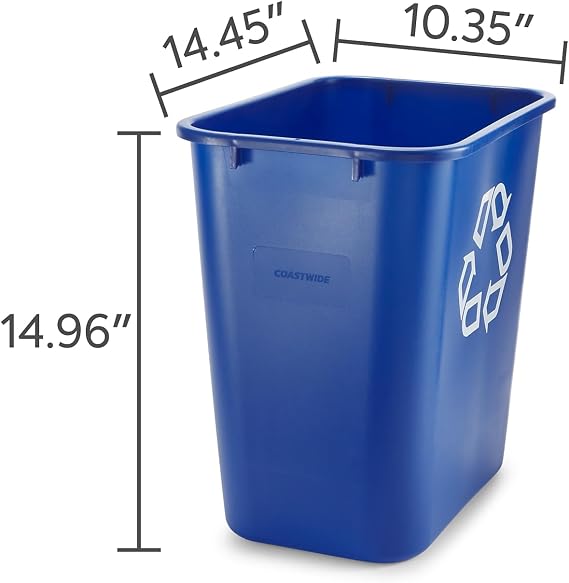 Staples COASTWIDE Professional Plastic Indoor Recycling Wastebasket Without Lid, Blue,Plastic, 7 Gallon (CW56432)