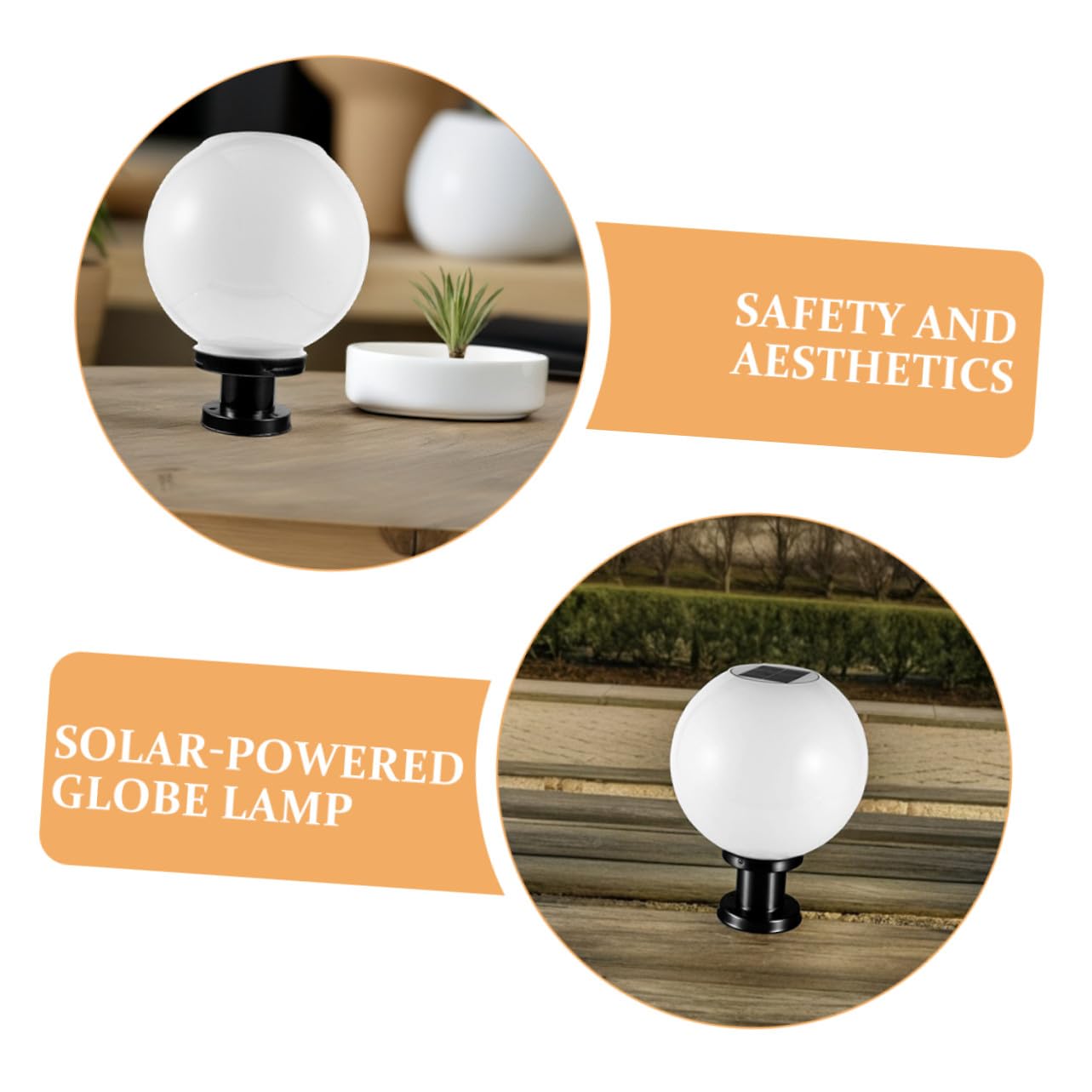 Lampioncino da Giardino Solare a Globo, Luce LED per Esterno con Sensore Automatico, Base in Acciaio Inox, per Cortile e Recinzione