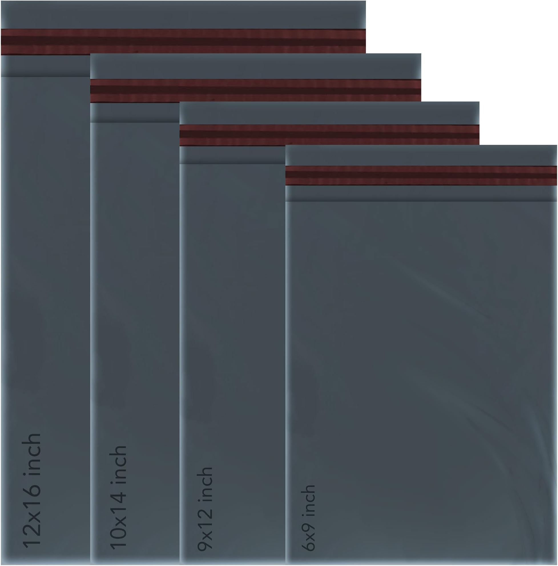100 Mixed Grey Mailing Poly Postal Self Seal Bags 4 Sizes