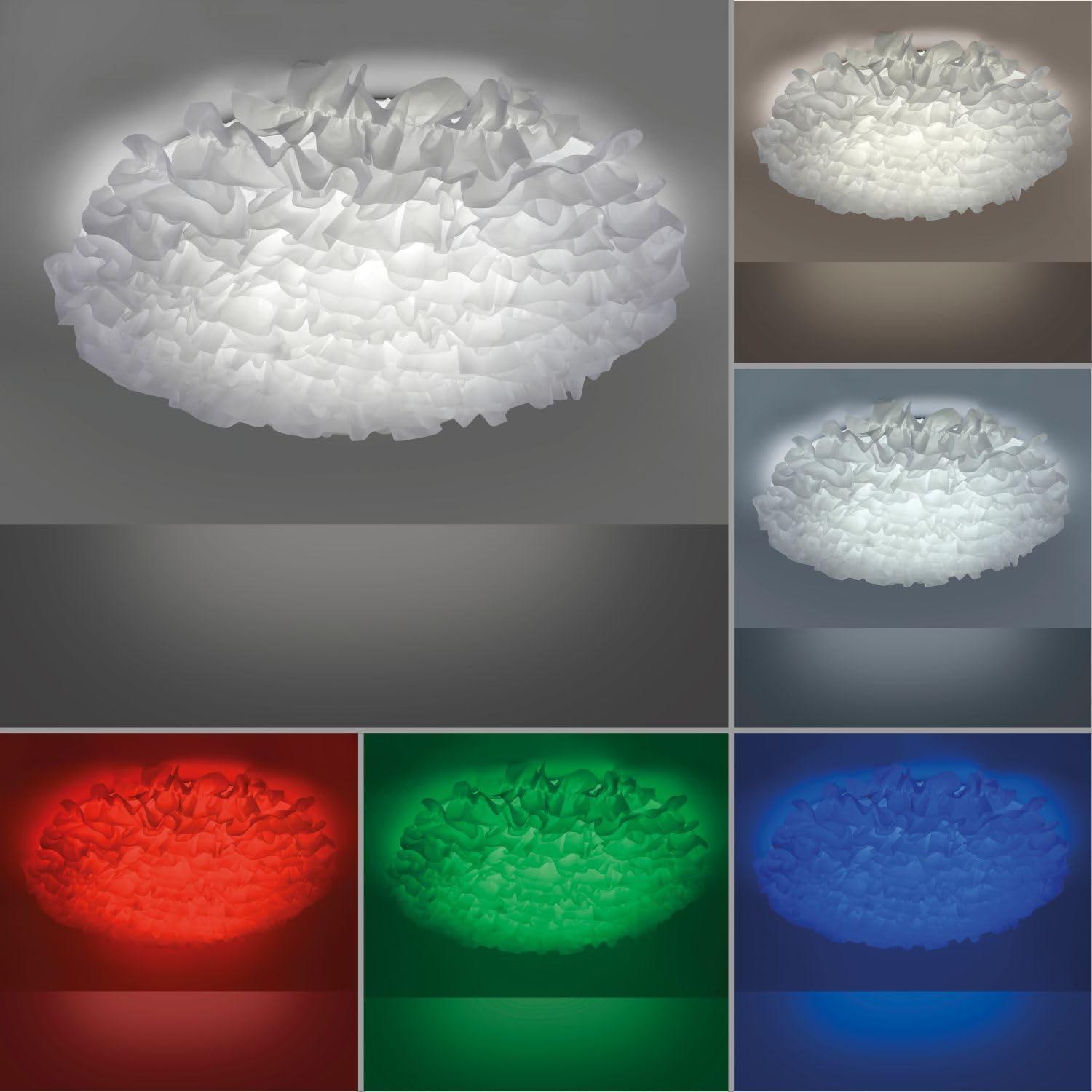 LED Deckenleuchte Stoffschirm Weiß Wohnzimmer Schlafzimmer Esszimmer Ø75 cm 2700-5000 K dimmbar Smart Home RGB Farbwechsel Deckenlampe blendarm