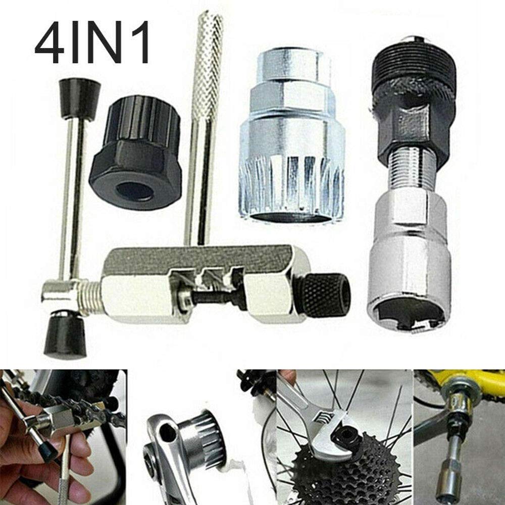 4 In 1 Mountain Bike Bicycle Removal Tool Multifunctional Bicycle Chain Repair Kit Including Chain Whip Crank Chain Axle Disassembly Tool