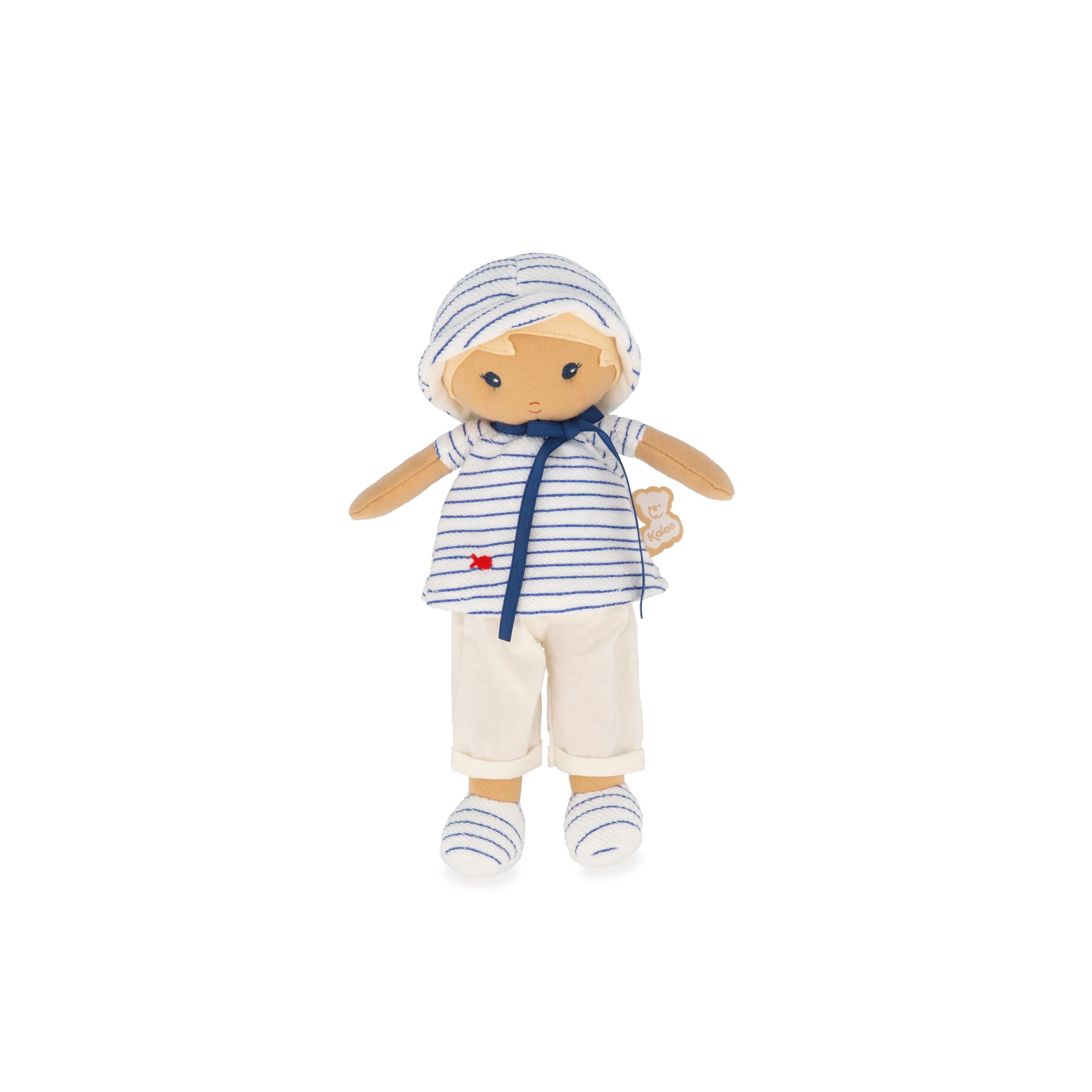 KALOO - Tendresse - Mi Primera Muñeca de Tela Eli - Muñeca de Trapo 25 cm - Camiseta Marinera - Bonita Caja de Regalo - Cinta Personalizable - Desde el Nacimiento, K200012