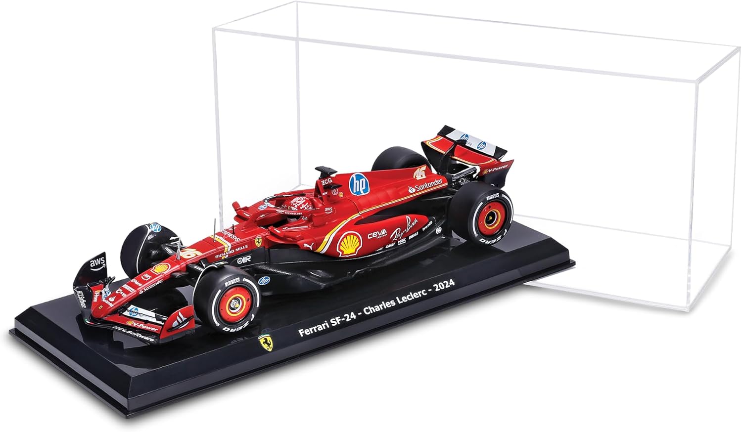 Bburago 1:24 Scale Race Formula Scuderia Ferrari SF-24 with Helmet (2024), Leclerc #16