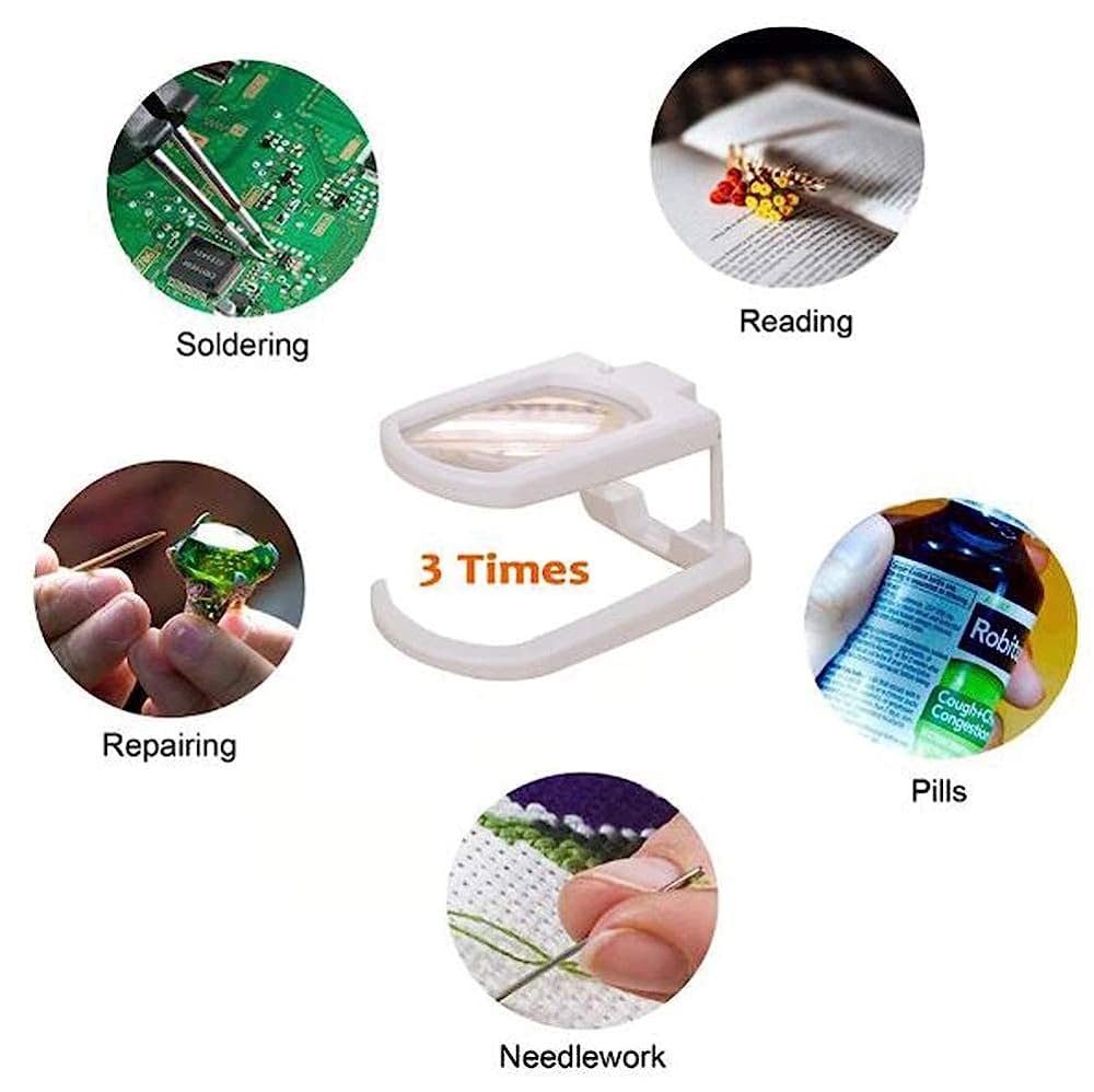 Lupas, Lupa con Lente de Aumento 3X y luz LED, Ideal para Libros, joyería, Examen de Monedas, mapas y periódicos.