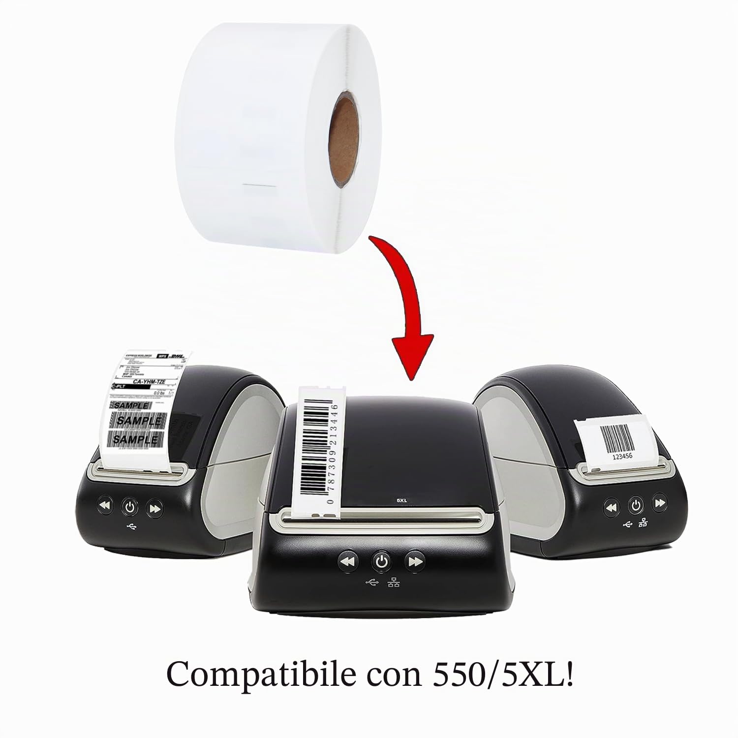 Etichette - 6 Rotoli per Dymo S0722400 99012 36 x 89mm - Compatibili con le Stampanti Dymo LabelWriter 550-260 Etichette per Rotolo